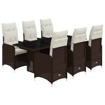 vidaXL Set bistro de grădină cu perne, 7 piese, maro, poliratan vidaXL Set bistro de grădină cu perne, 7 piese, maro, poliratan