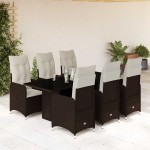 vidaXL Set bistro de grădină cu perne, 7 piese, maro, poliratan vidaXL Set bistro de grădină cu perne, 7 piese, maro, poliratan