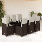 vidaXL Set bistro de grădină cu perne, 9 piese, maro, poliratan vidaXL Set bistro de grădină cu perne, 9 piese, maro, poliratan