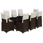 vidaXL Set bistro de grădină cu perne, 9 piese, maro, poliratan vidaXL Set bistro de grădină cu perne, 9 piese, maro, poliratan