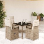 vidaXL Set bistro de grădină, 5 piese, cu perne, bej, poliratan vidaXL Set bistro de grădină, 5 piese, cu perne, bej, poliratan