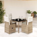vidaXL Set bistro de grădină, 5 piese, cu perne, bej, poliratan vidaXL Set bistro de grădină, 5 piese, cu perne, bej, poliratan