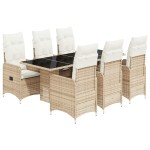 vidaXL Set bistro de grădină, 7 piese, cu perne, bej, poliratan vidaXL Set bistro de grădină, 7 piese, cu perne, bej, poliratan
