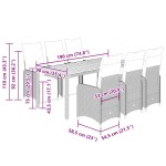 vidaXL Set bistro de grădină, 7 piese, cu perne, negru, poliratan