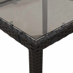 vidaXL Set bistro de grădină cu perne, 3 piese, negru, poliratan vidaXL Set bistro de grădină cu perne, 3 piese, negru, poliratan