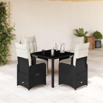 vidaXL Set bistro de grădină cu perne, 5 piese, negru, poliratan vidaXL Set bistro de grădină cu perne, 5 piese, negru, poliratan