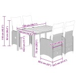 vidaXL Set bistro de grădină cu perne, 5 piese, negru, poliratan vidaXL Set bistro de grădină cu perne, 5 piese, negru, poliratan