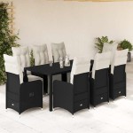 vidaXL Set bistro de grădină, 9 piese, cu perne, negru, poliratan vidaXL Set bistro de grădină, 9 piese, cu perne, negru, poliratan