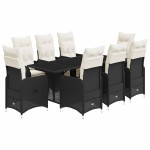 vidaXL Set bistro de grădină, 9 piese, cu perne, negru, poliratan vidaXL Set bistro de grădină, 9 piese, cu perne, negru, poliratan