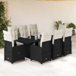 vidaXL Set bistro de grădină, 9 piese, cu perne, negru, poliratan vidaXL Set bistro de grădină, 9 piese, cu perne, negru, poliratan