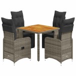 vidaXL Set bistro de grădină cu perne, 5 piese, gri, poliratan vidaXL Set bistro de grădină cu perne, 5 piese, gri, poliratan