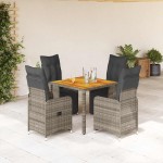 vidaXL Set bistro de grădină cu perne, 5 piese, gri, poliratan vidaXL Set bistro de grădină cu perne, 5 piese, gri, poliratan