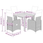 vidaXL Set bistro de grădină cu perne, 5 piese, gri, poliratan vidaXL Set bistro de grădină cu perne, 5 piese, gri, poliratan