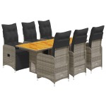 vidaXL Set bistro de grădină cu perne, 7 piese, gri, poliratan vidaXL Set bistro de grădină cu perne, 7 piese, gri, poliratan