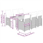 vidaXL Set bistro de grădină cu perne, 7 piese, gri, poliratan vidaXL Set bistro de grădină cu perne, 7 piese, gri, poliratan