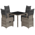 vidaXL Set bistro de grădină cu perne, 5 piese, gri, poliratan vidaXL Set bistro de grădină cu perne, 5 piese, gri, poliratan