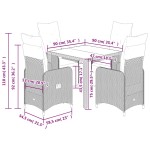 vidaXL Set bistro de grădină cu perne, 5 piese, gri, poliratan vidaXL Set bistro de grădină cu perne, 5 piese, gri, poliratan