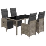 vidaXL Set bistro de grădină cu perne, 5 piese, gri, poliratan vidaXL Set bistro de grădină cu perne, 5 piese, gri, poliratan