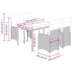 vidaXL Set bistro de grădină cu perne, 5 piese, gri, poliratan vidaXL Set bistro de grădină cu perne, 5 piese, gri, poliratan