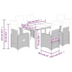 vidaXL Set bistro de grădină cu perne, 7 piese, gri, poliratan vidaXL Set bistro de grădină cu perne, 7 piese, gri, poliratan
