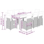 vidaXL Set bistro de grădină cu perne, 9 piese, gri, poliratan vidaXL Set bistro de grădină cu perne, 9 piese, gri, poliratan