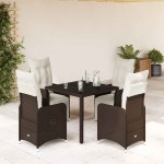 vidaXL Set bistro de grădină, 5 piese, cu perne, maro, poliratan vidaXL Set bistro de grădină, 5 piese, cu perne, maro, poliratan