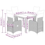 vidaXL Set bistro de grădină, 5 piese, cu perne, maro, poliratan vidaXL Set bistro de grădină, 5 piese, cu perne, maro, poliratan