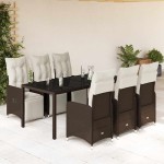vidaXL Set bistro de grădină cu perne, 7 piese, maro, poliratan vidaXL Set bistro de grădină cu perne, 7 piese, maro, poliratan