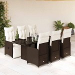 vidaXL Set bistro de grădină cu perne, 7 piese, maro, poliratan vidaXL Set bistro de grădină cu perne, 7 piese, maro, poliratan