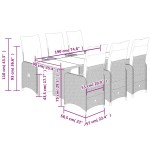 vidaXL Set bistro de grădină cu perne, 7 piese, maro, poliratan vidaXL Set bistro de grădină cu perne, 7 piese, maro, poliratan