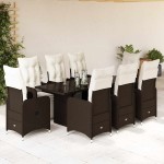 vidaXL Set bistro de grădină cu perne, 9 piese, maro, poliratan vidaXL Set bistro de grădină cu perne, 9 piese, maro, poliratan