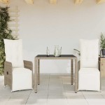 vidaXL Set bistro de grădină, 3 piese, cu perne, maro, poliratan vidaXL Set bistro de grădină, 3 piese, cu perne, maro, poliratan