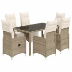 vidaXL Set bistro de grădină cu perne, 7 piese, maro, poliratan vidaXL Set bistro de grădină cu perne, 7 piese, maro, poliratan