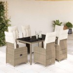 vidaXL Set bistro de grădină cu perne, 7 piese, maro, poliratan vidaXL Set bistro de grădină cu perne, 7 piese, maro, poliratan