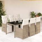 vidaXL Set bistro de grădină cu perne, 7 piese, maro, poliratan vidaXL Set bistro de grădină cu perne, 7 piese, maro, poliratan
