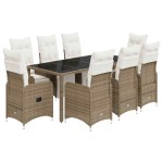vidaXL Set bistro de grădină cu perne, 9 piese, maro, poliratan vidaXL Set bistro de grădină cu perne, 9 piese, maro, poliratan