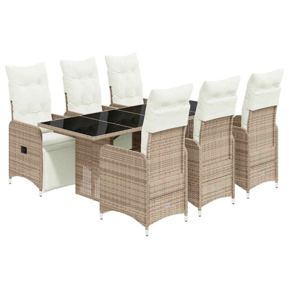 vidaXL Set bistro de grădină cu perne, 7 piese, maro, poliratan