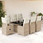 vidaXL Set bistro de grădină cu perne, 9 piese, maro, poliratan vidaXL Set bistro de grădină cu perne, 9 piese, maro, poliratan