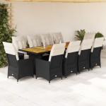 vidaXL Set bistro de grădină, 11 piese, cu perne, negru, poliratan vidaXL Set bistro de grădină, 11 piese, cu perne, negru, poliratan