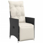 vidaXL Set bistro de grădină, 11 piese, cu perne, negru, poliratan