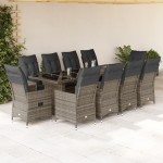 vidaXL Set bistro de grădină cu perne, 11 piese, gri, poliratan vidaXL Set bistro de grădină cu perne, 11 piese, gri, poliratan