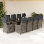 vidaXL Set bistro de grădină cu perne, 11 piese, gri, poliratan vidaXL Set bistro de grădină cu perne, 11 piese, gri, poliratan