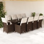 vidaXL Set bistro de grădină cu perne, 11 piese, maro, poliratan vidaXL Set bistro de grădină cu perne, 11 piese, maro, poliratan