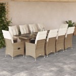 vidaXL Set bistro de grădină, 11 piese, cu perne, bej, poliratan vidaXL Set bistro de grădină, 11 piese, cu perne, bej, poliratan