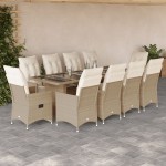 vidaXL Set bistro de grădină, 11 piese, cu perne, bej, poliratan vidaXL Set bistro de grădină, 11 piese, cu perne, bej, poliratan