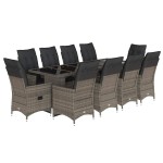 vidaXL Set bistro de grădină cu perne, 11 piese, gri, poliratan vidaXL Set bistro de grădină cu perne, 11 piese, gri, poliratan