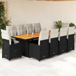 vidaXL Set bistro de grădină, 11 piese, cu perne, negru, poliratan vidaXL Set bistro de grădină, 11 piese, cu perne, negru, poliratan
