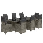 vidaXL Set bistro de grădină cu perne, 9 piese, gri, poliratan vidaXL Set bistro de grădină cu perne, 9 piese, gri, poliratan