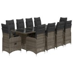 vidaXL Set bistro de grădină cu perne, 11 piese, gri, poliratan vidaXL Set bistro de grădină cu perne, 11 piese, gri, poliratan