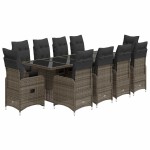 vidaXL Set bistro de grădină cu perne, 11 piese, gri, poliratan vidaXL Set bistro de grădină cu perne, 11 piese, gri, poliratan